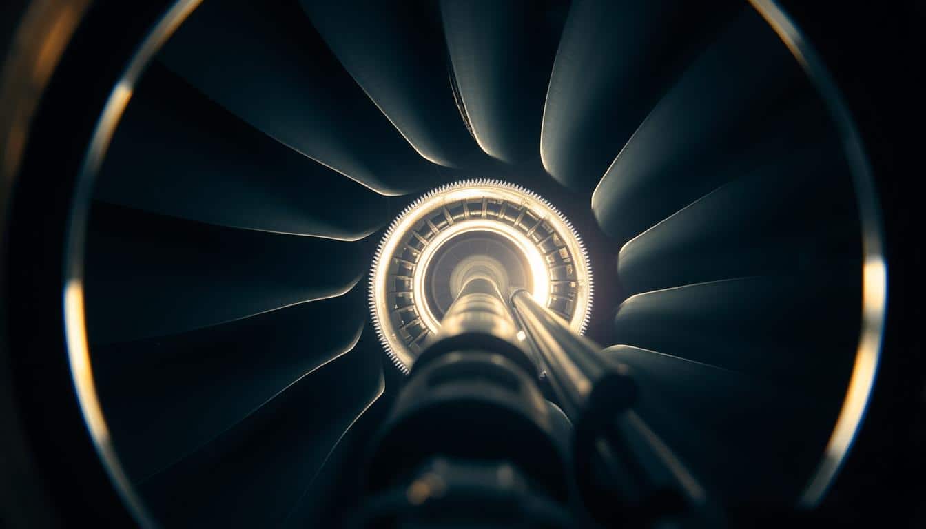 Close Up View Of A Turbine Blade Undergoing A Borescope Inspection Close Up View Of A Turbine Blade Undergoing A Borescope Inspection