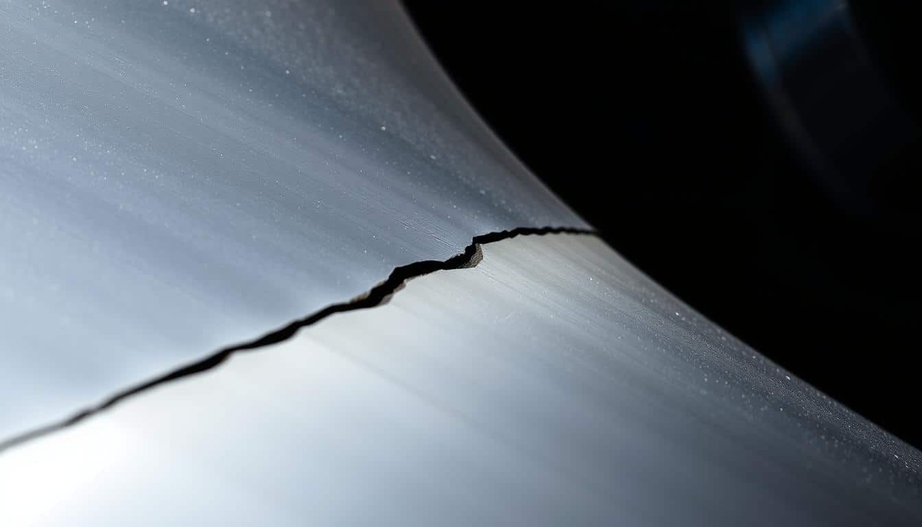 Detailed Close Up View Of Turbine Blade Crack Detailed Close Up View Of Turbine Blade Crack