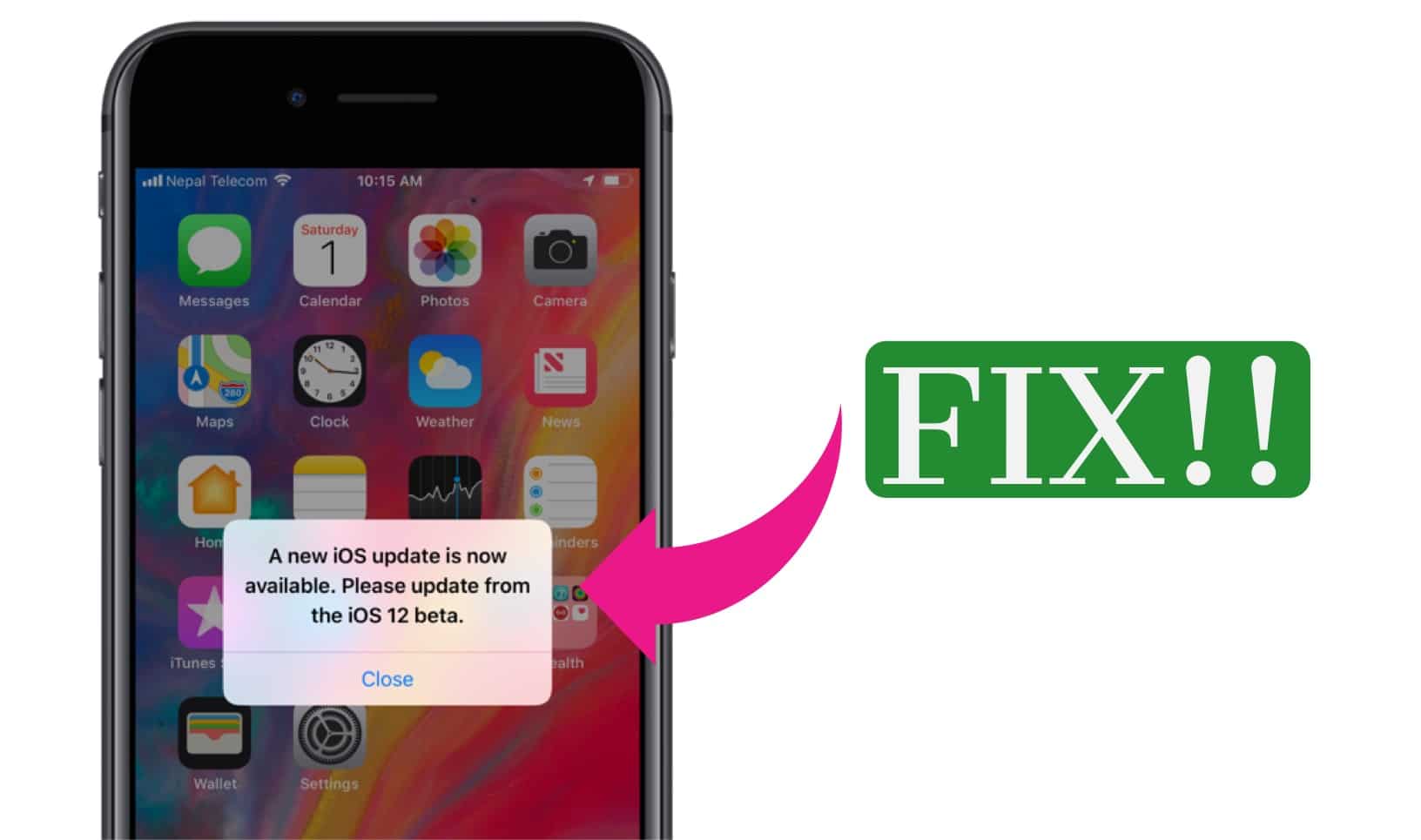iOS 12 pop up update fix