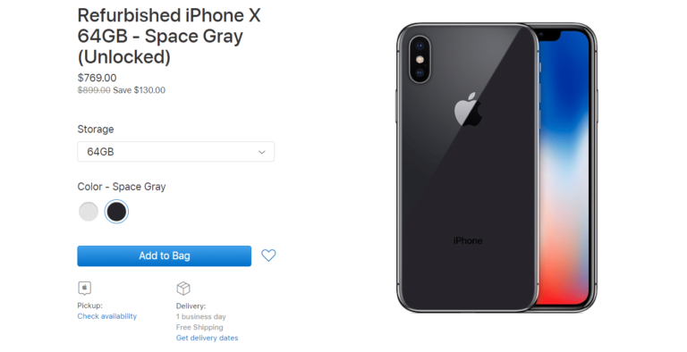 Apple Begins Selling Certified Refurbished iPhone X Starting at $769 2 Apple Begins Selling Certified Refurbished iPhone X Starting at $769 Apple Begins Selling Certified Refurbished iPhone X Starting at $769